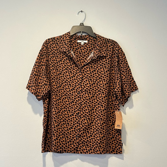 Vans Wild Woven Argan Oil Cheetah print Button Up Shirt, Size L - Picture 8 of 13